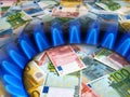 EURO notes and gas burner Royalty Free Stock Photo