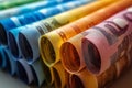 Euro Notes in Golden Light Spectrum Royalty Free Stock Photo