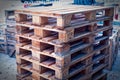 Euro pallets stacked to illustrate a construction site Royalty Free Stock Photo