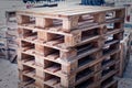 Euro pallets stacked to illustrate a construction site Royalty Free Stock Photo