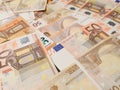 Euro paper money spread on the desk