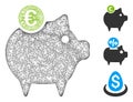 Euro Piggy Bank Polygonal Web Vector Mesh Illustration