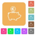 Euro piggy bank rounded square flat icons