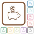 Euro piggy bank simple icons