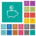 Euro piggy bank square flat multi colored icons