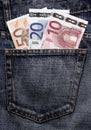 Euro Pocket Money In Blue Jeans Royalty Free Stock Photo