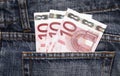 Euro Pocket Money In Blue Jeans Royalty Free Stock Photo