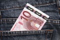 Euro Pocket Money In Blue Jeans Royalty Free Stock Photo