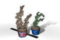 Euro and pound trees Royalty Free Stock Photo