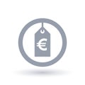 Euro price tag icon - European sale label sign