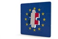 Euro puzzle and one puzzle piece with france flag.3D illustration.