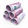 500 euro rolling banknotes Royalty Free Stock Photo