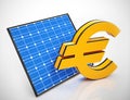 Euro savings from electric energy from the sun - 3d illustration