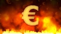 Euro sign against fiery background, money rules the world, financial market