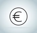 Euro sign, coin isolated on white background. Money, currency icon. Cash symbol. Business, economy concept.