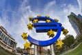 Euro Sign. European Central Bank ECB is the central bank for the euro and administers the monetary policy of the Eurozone in