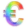 Euro sign from glitter mirror facets. 3D rendering