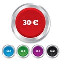 30 Euro sign icon. EUR currency symbol.