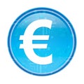 Euro sign icon floral blue round button Royalty Free Stock Photo