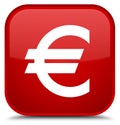 Euro sign icon special red square button Royalty Free Stock Photo