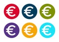 Euro sign icon modern flat round button set illustration Royalty Free Stock Photo