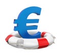Euro Sign in Lifebuoy Isolated Royalty Free Stock Photo