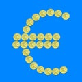 Euro sign made from euro coins