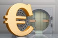 Euro sign with opened bank vault, 3D rendering