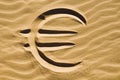 Euro sign in the sand Royalty Free Stock Photo