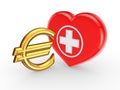 Euro sign and symbol of medicine.