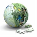 Euro sphere from puzzle. Conceptual image. Royalty Free Stock Photo