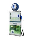 Euro Stack and Gas Pump Nozzle Royalty Free Stock Photo