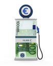 Euro Stack and Gas Pump Nozzle Royalty Free Stock Photo