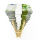 Euro stack with ladder Royalty Free Stock Photo