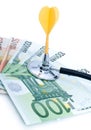 Euro with stethoscope and darts Royalty Free Stock Photo