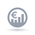 Euro stock market icon - European currency grow sign Royalty Free Stock Photo