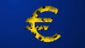 Euro symbol abstract motion background with gears in blue and yellow