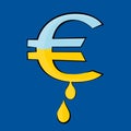 The Euro symbol with drops