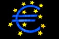 Euro symbol isolated on black