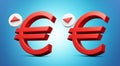 Euro Symbol raising and falling sign 3d illustration Royalty Free Stock Photo