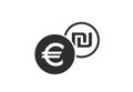 Euro to israeli sheqel currency exchange icon. banking transfer symbol