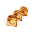 Euro toast in a row Royalty Free Stock Photo