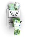 Euro in the toilet paper Royalty Free Stock Photo
