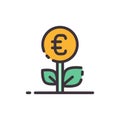 Euro tree. Vector color icon.