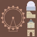 Euro trip tourism travel design famous building and euro adventure international vector illustration.