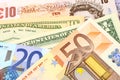 Euro, UK & US Currency Royalty Free Stock Photo