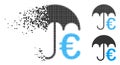 Dissolved Pixel Halftone Euro Umbrella Icon