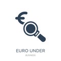 euro under magnifier icon in trendy design style. euro under magnifier icon isolated on white background. euro under magnifier Royalty Free Stock Photo