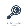euro under magnifying glass search icon in trendy design style. euro under magnifying glass search icon isolated on white Royalty Free Stock Photo
