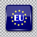 Euro Union square blue button. The EU symbol is blue. Checkers background. Empty background. Stock image Royalty Free Stock Photo